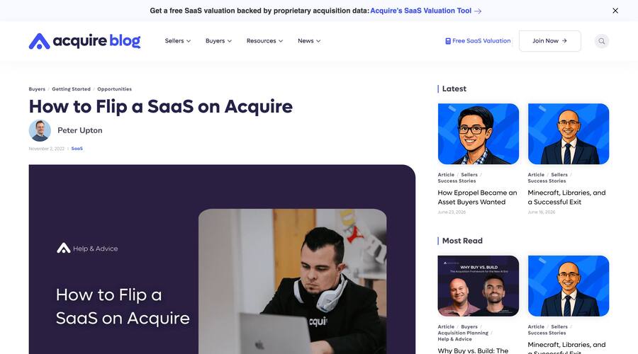 How to flip a SaaS on Acquire